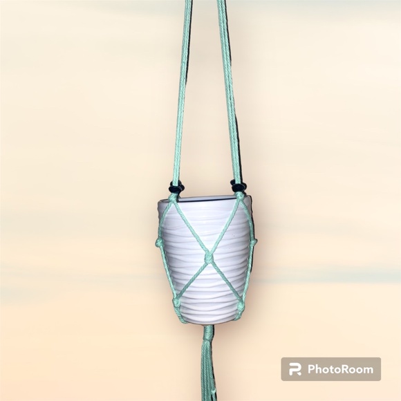 Custom Hand Crafted Macrame Plant Hanger with Pot - Picture 4 of 9